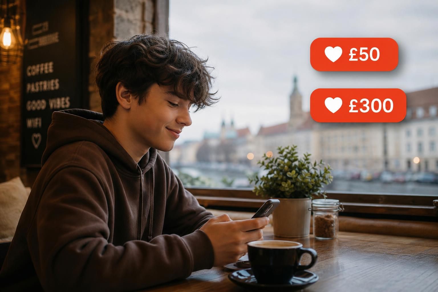 Young person sharing a gap year crowdfunding campaign on their laptop