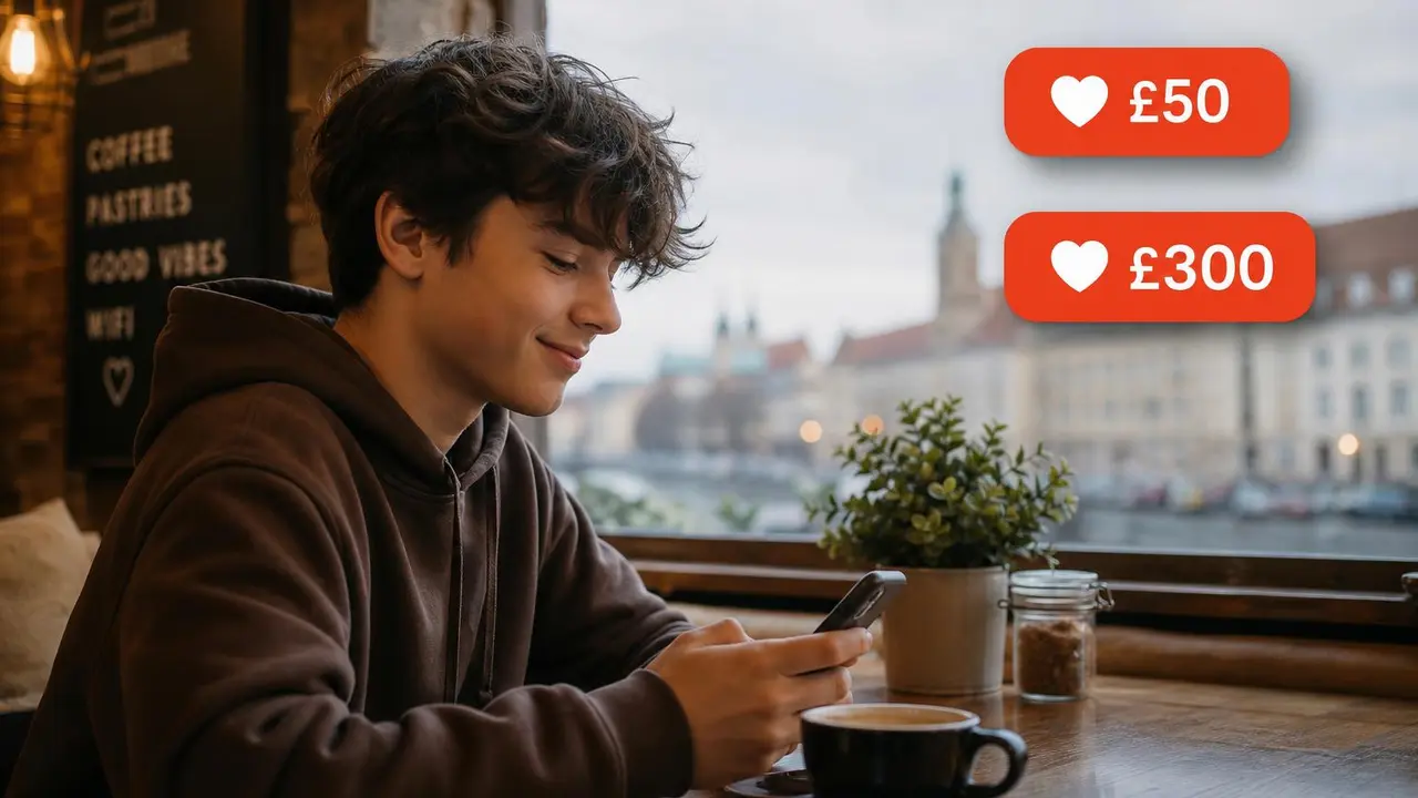 Young person sharing a gap year crowdfunding campaign on their laptop