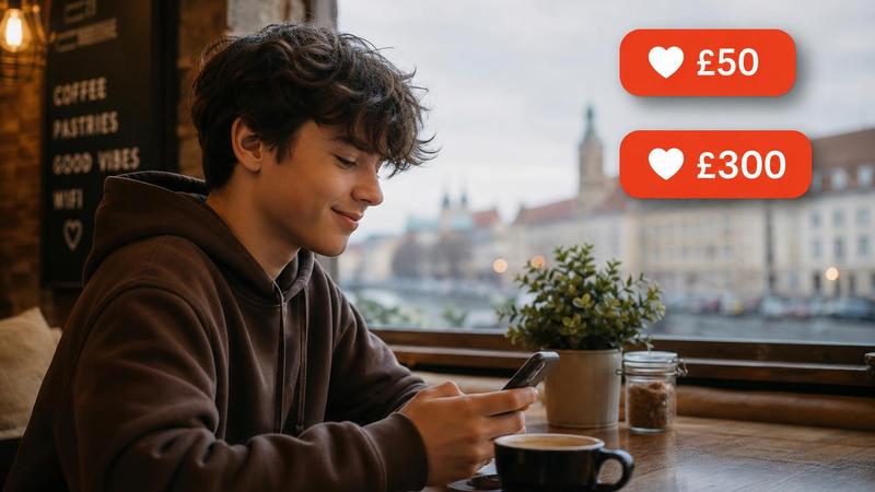 Young person sharing a gap year crowdfunding campaign on their laptop